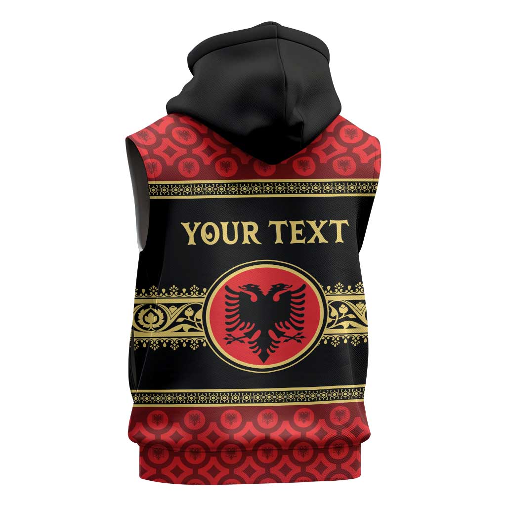 Personalized Albania Eagle Sleeveless Zip Hoodie Red and Black Heritage - Wonder Print Shop