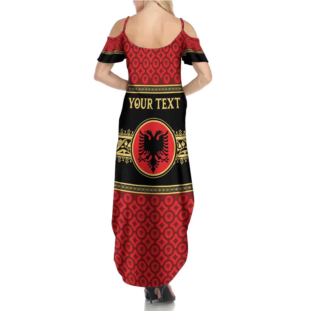 Personalized Albania Eagle Summer Maxi Dress Red and Black Heritage - Wonder Print Shop