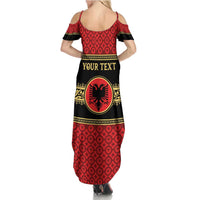 Personalized Albania Eagle Summer Maxi Dress Red and Black Heritage - Wonder Print Shop