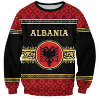 Personalized Albania Eagle Sweatshirt Red and Black Heritage - Wonder Print Shop