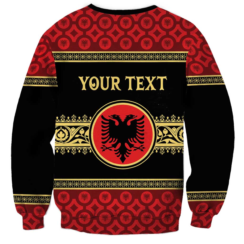 Personalized Albania Eagle Sweatshirt Red and Black Heritage - Wonder Print Shop