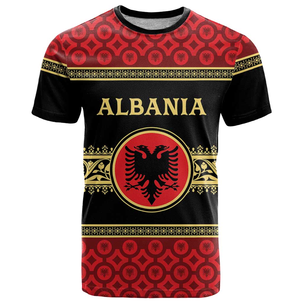 Personalized Albania Eagle T Shirt Red and Black Heritage - Wonder Print Shop