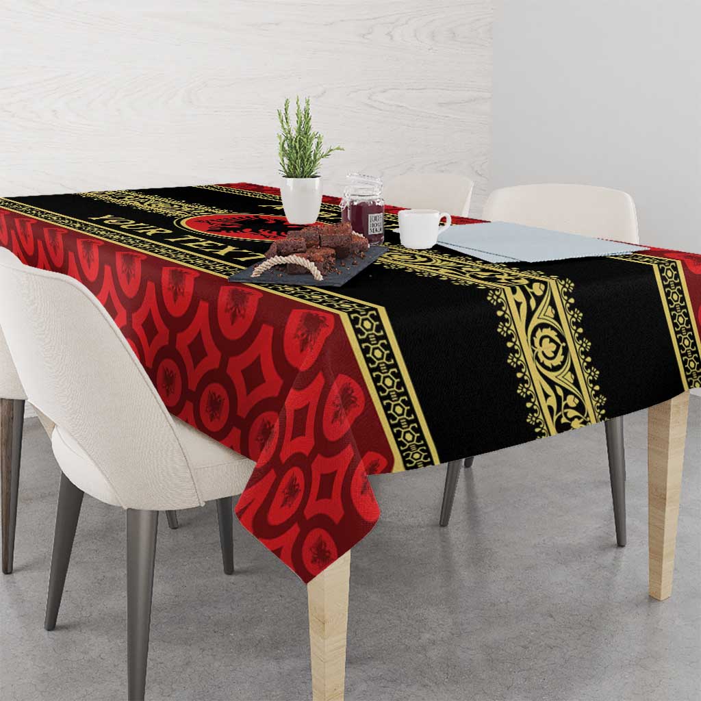 Personalized Albania Eagle Tablecloth Red and Black Heritage - Wonder Print Shop