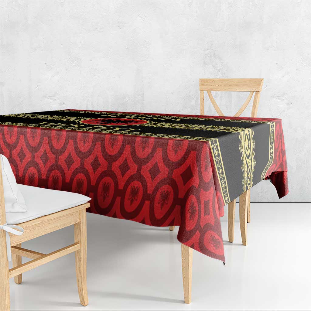 Personalized Albania Eagle Tablecloth Red and Black Heritage - Wonder Print Shop
