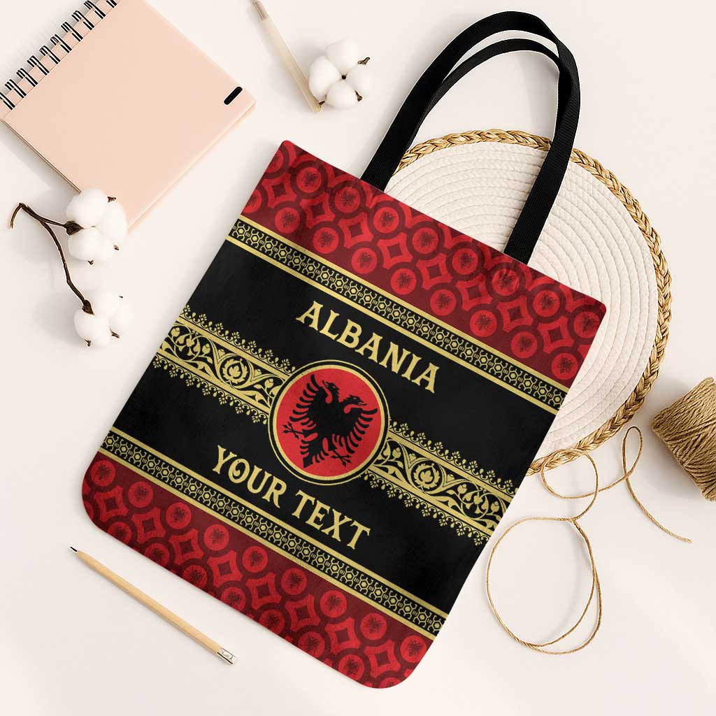 Personalized Albania Eagle Tote Bag Red and Black Heritage - Wonder Print Shop