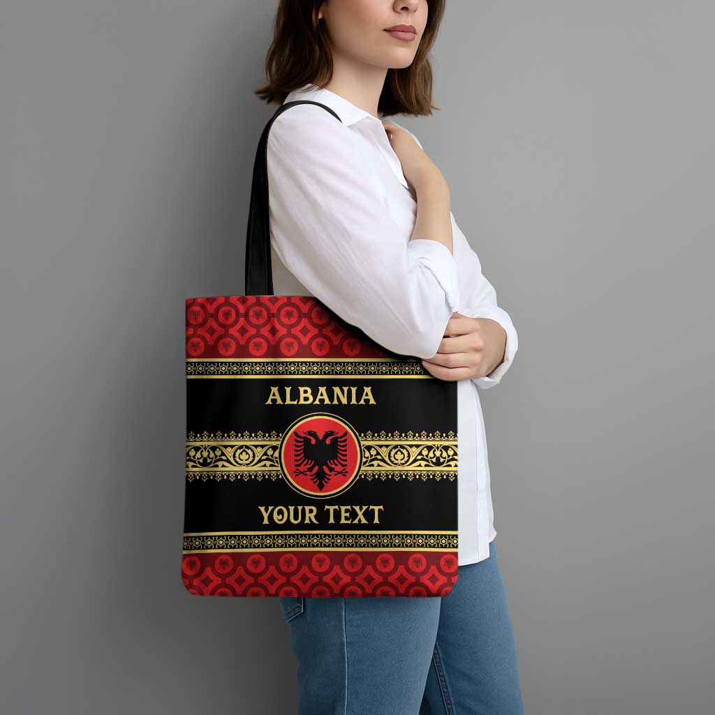 Personalized Albania Eagle Tote Bag Red and Black Heritage - Wonder Print Shop