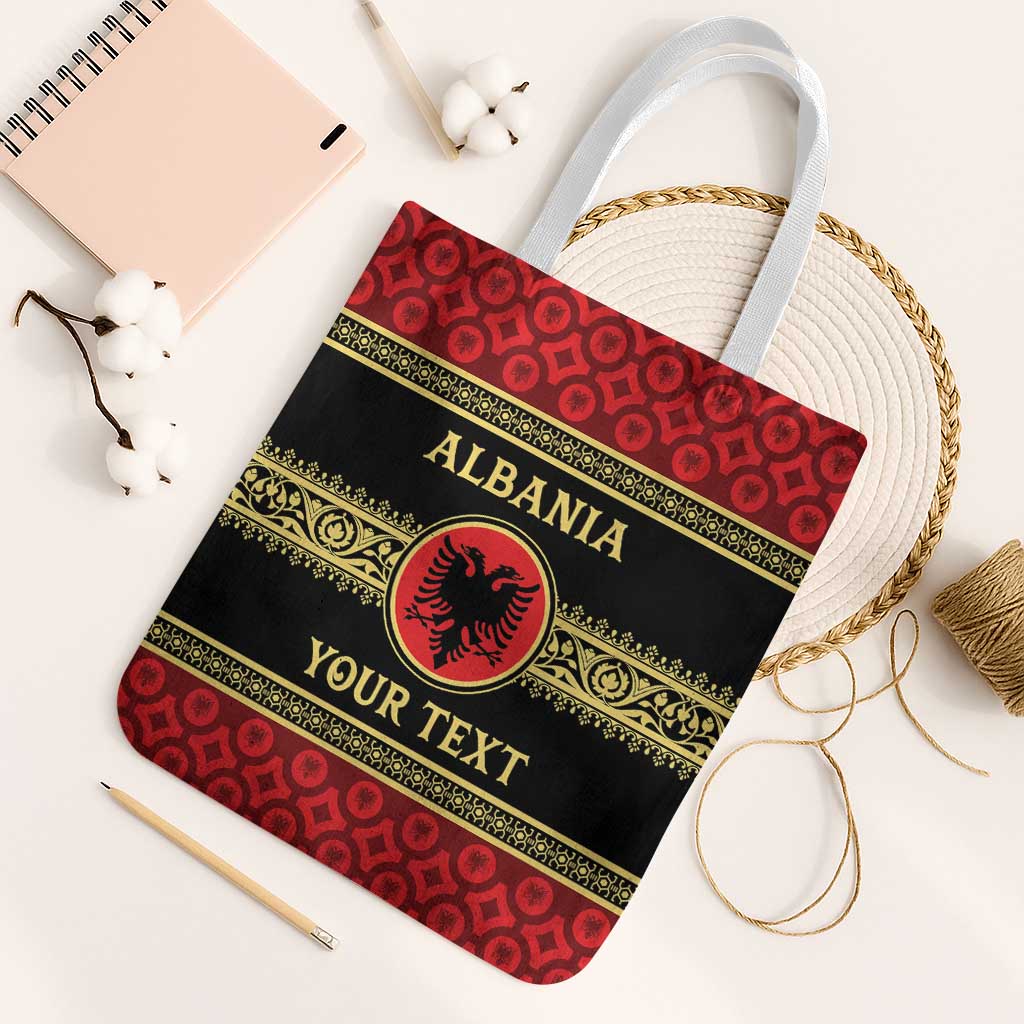 Personalized Albania Eagle Tote Bag Red and Black Heritage - Wonder Print Shop