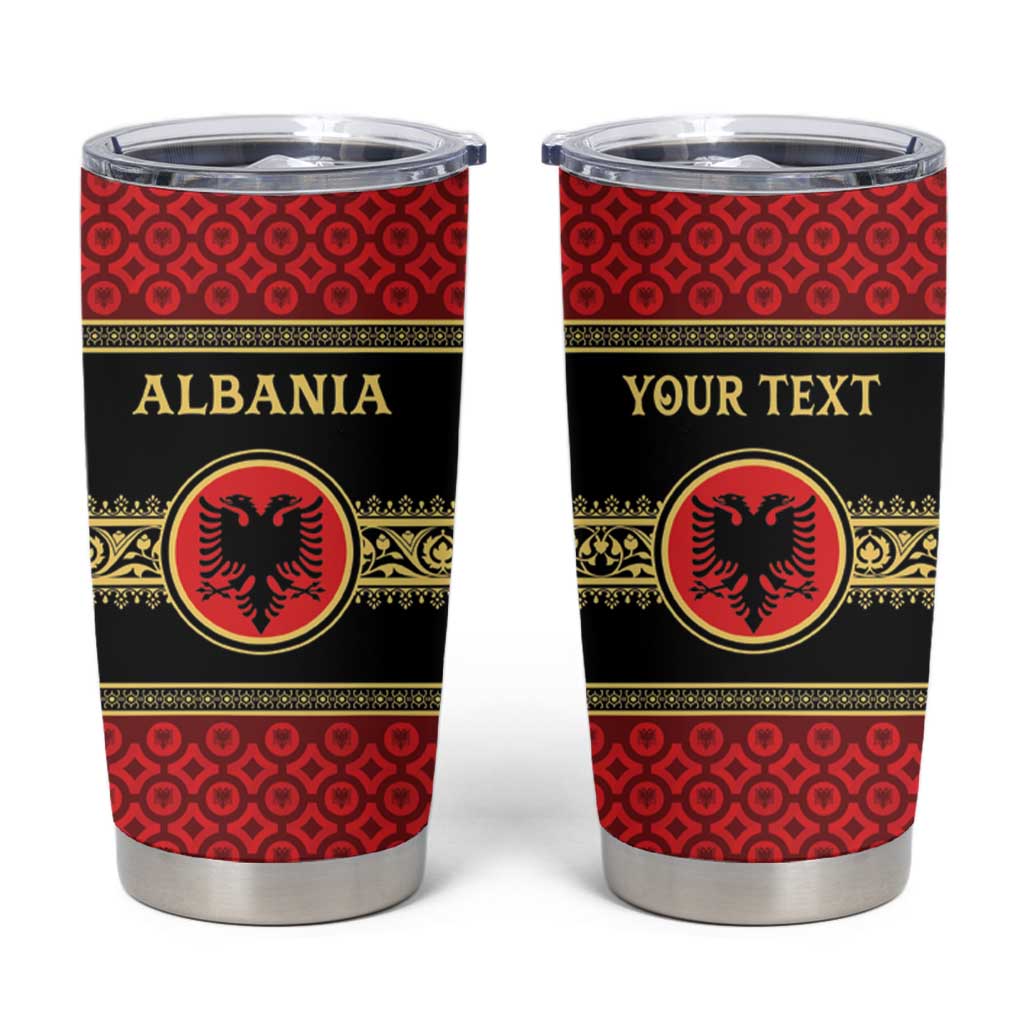 Personalized Albania Eagle Tumbler Cup Red and Black Heritage - Wonder Print Shop