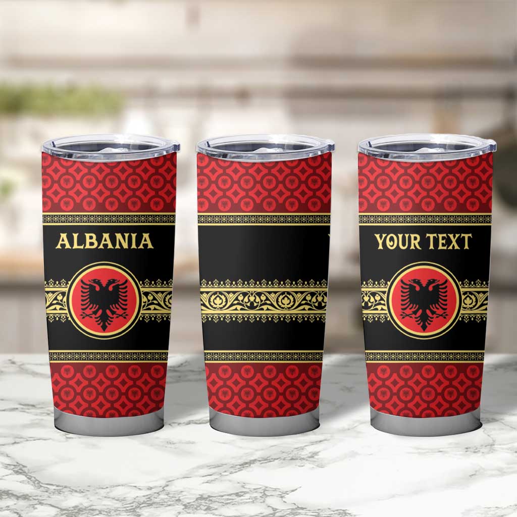 Personalized Albania Eagle Tumbler Cup Red and Black Heritage - Wonder Print Shop