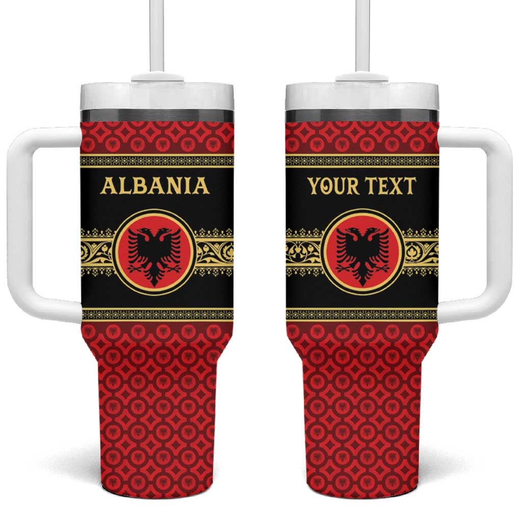 Personalized Albania Eagle Tumbler With Handle Red and Black Heritage - Wonder Print Shop