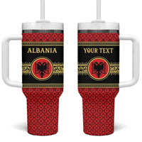 Personalized Albania Eagle Tumbler With Handle Red and Black Heritage - Wonder Print Shop