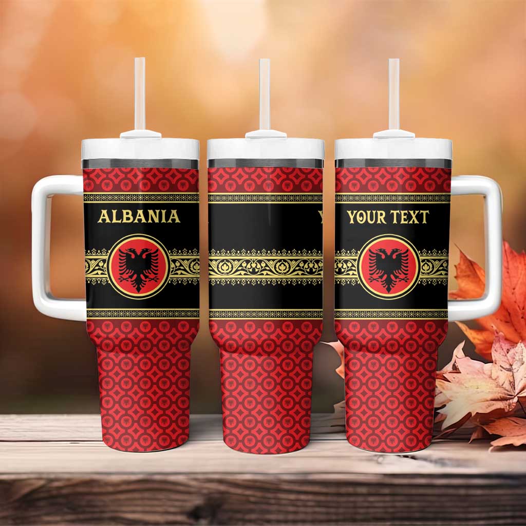 Personalized Albania Eagle Tumbler With Handle Red and Black Heritage - Wonder Print Shop