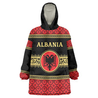 Personalized Albania Eagle Wearable Blanket Hoodie Red and Black Heritage - Wonder Print Shop