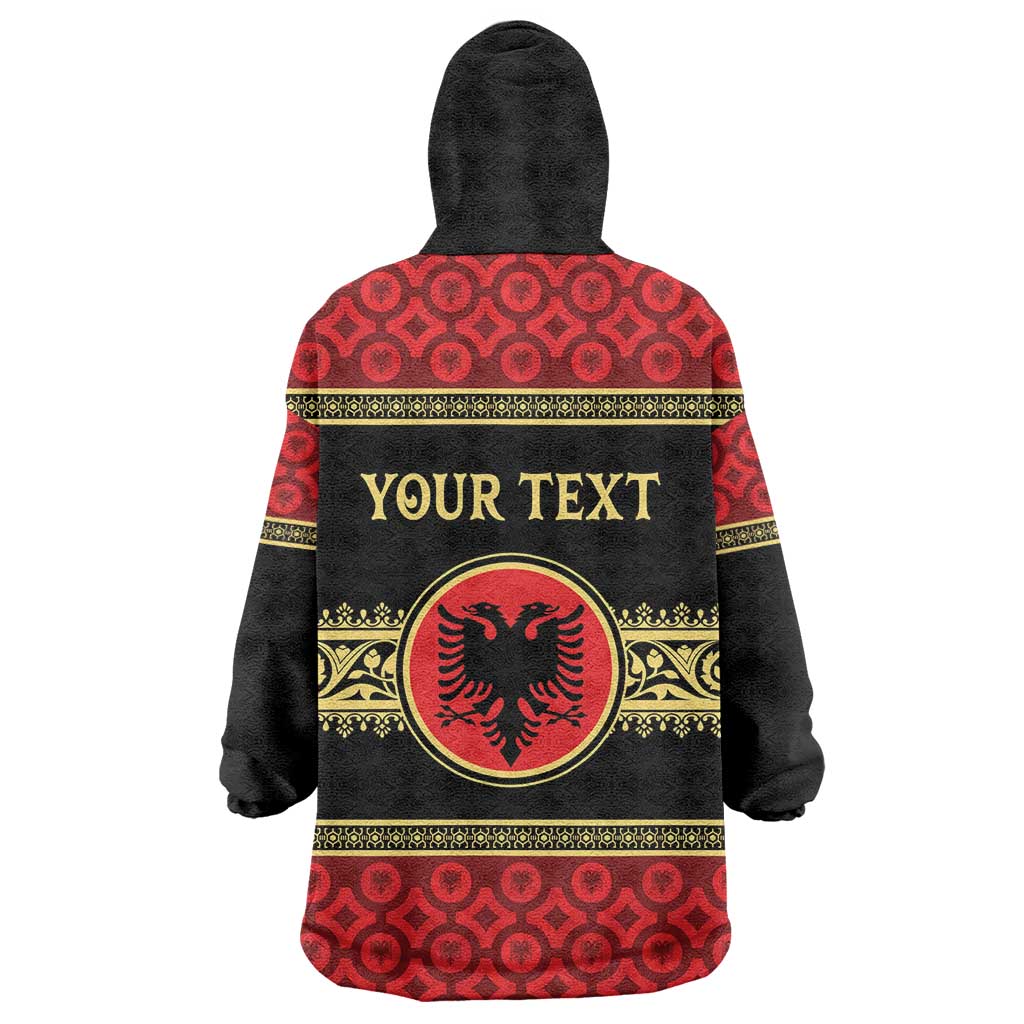 Personalized Albania Eagle Wearable Blanket Hoodie Red and Black Heritage - Wonder Print Shop