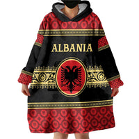 Personalized Albania Eagle Wearable Blanket Hoodie Red and Black Heritage - Wonder Print Shop