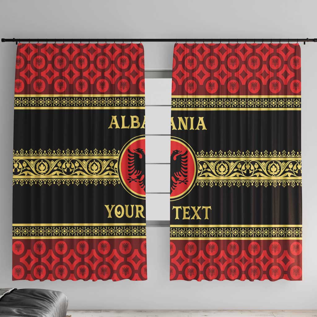 Personalized Albania Eagle Window Curtain Red and Black Heritage - Wonder Print Shop