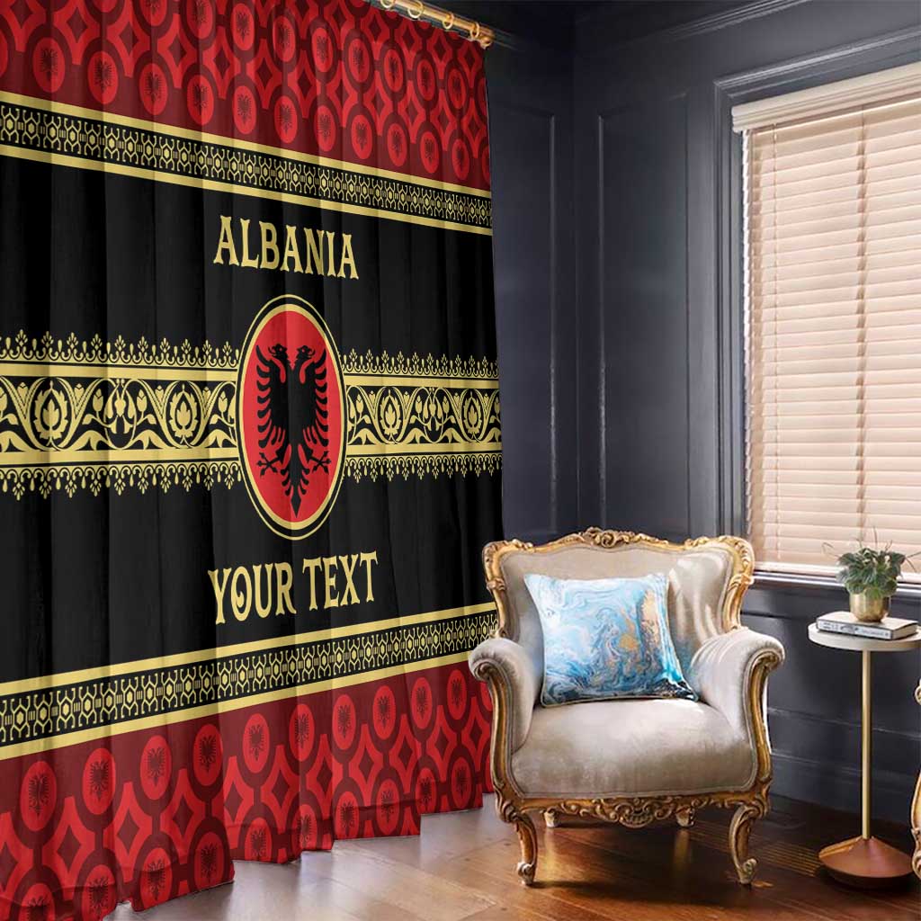 Personalized Albania Eagle Window Curtain Red and Black Heritage - Wonder Print Shop