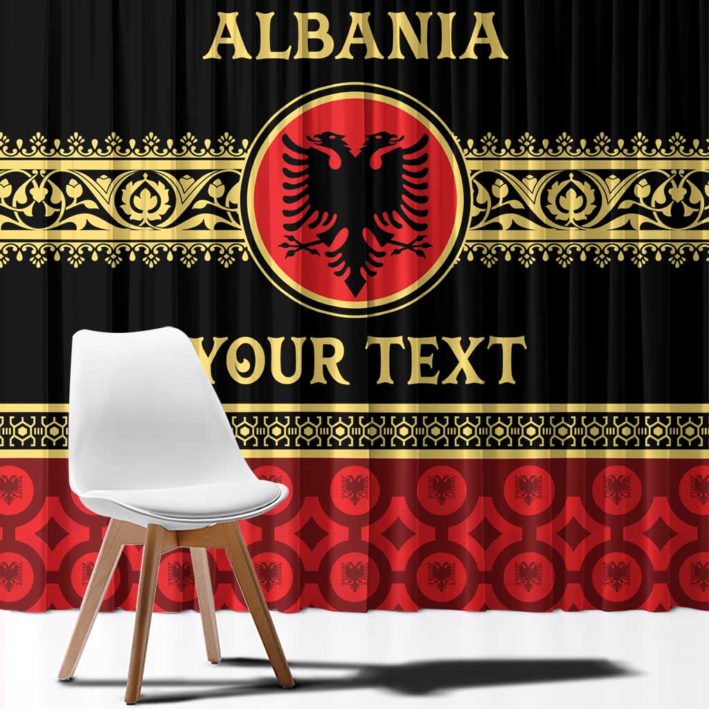 Personalized Albania Eagle Window Curtain Red and Black Heritage - Wonder Print Shop