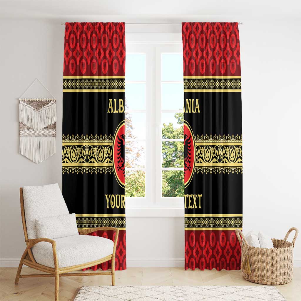 Personalized Albania Eagle Window Curtain Red and Black Heritage - Wonder Print Shop