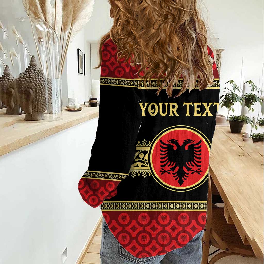 Personalized Albania Eagle Women Casual Shirt Red and Black Heritage - Wonder Print Shop
