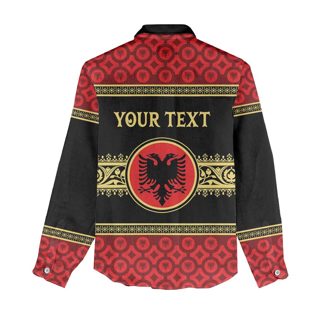 Personalized Albania Eagle Women Casual Shirt Red and Black Heritage - Wonder Print Shop