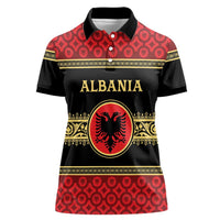 Personalized Albania Eagle Women Polo Shirt Red and Black Heritage - Wonder Print Shop