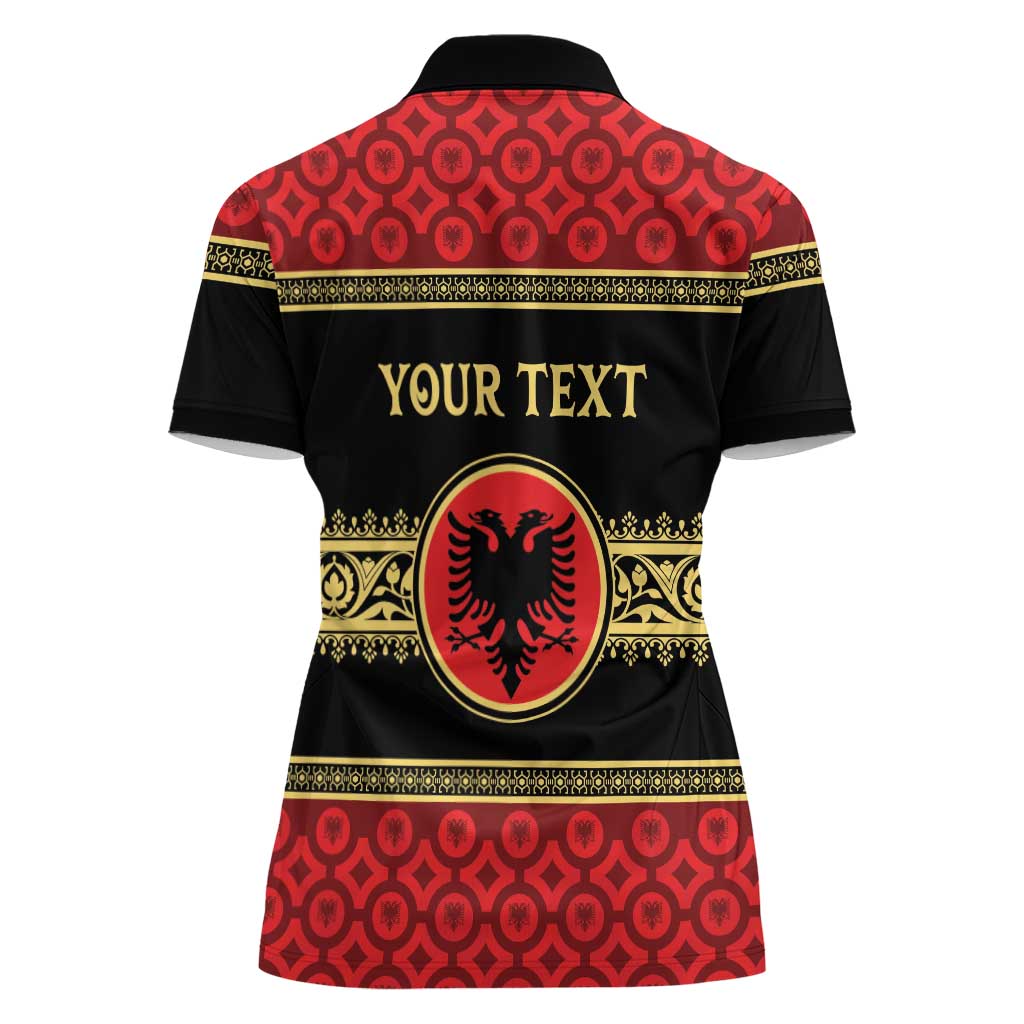 Personalized Albania Eagle Women Polo Shirt Red and Black Heritage - Wonder Print Shop