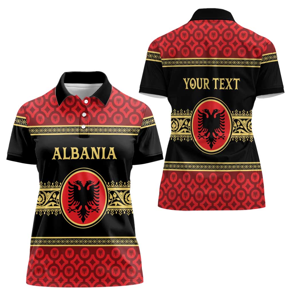 Personalized Albania Eagle Women Polo Shirt Red and Black Heritage - Wonder Print Shop