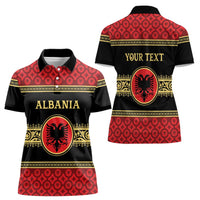 Personalized Albania Eagle Women Polo Shirt Red and Black Heritage - Wonder Print Shop
