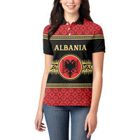 Personalized Albania Eagle Women Polo Shirt Red and Black Heritage - Wonder Print Shop