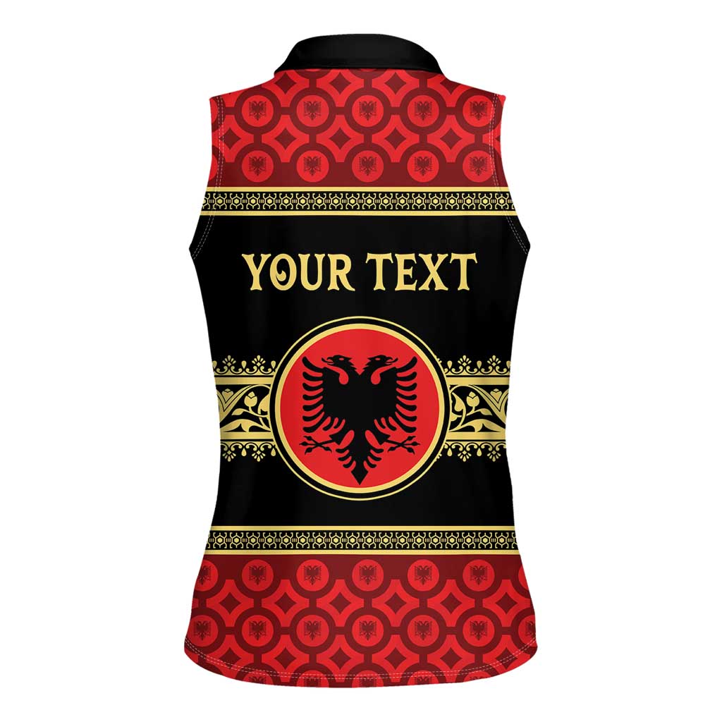Personalized Albania Eagle Women Sleeveless Polo Shirt Red and Black Heritage - Wonder Print Shop
