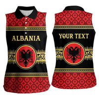 Personalized Albania Eagle Women Sleeveless Polo Shirt Red and Black Heritage - Wonder Print Shop