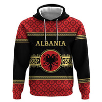 Personalized Albania Eagle Zip Hoodie Red and Black Heritage - Wonder Print Shop