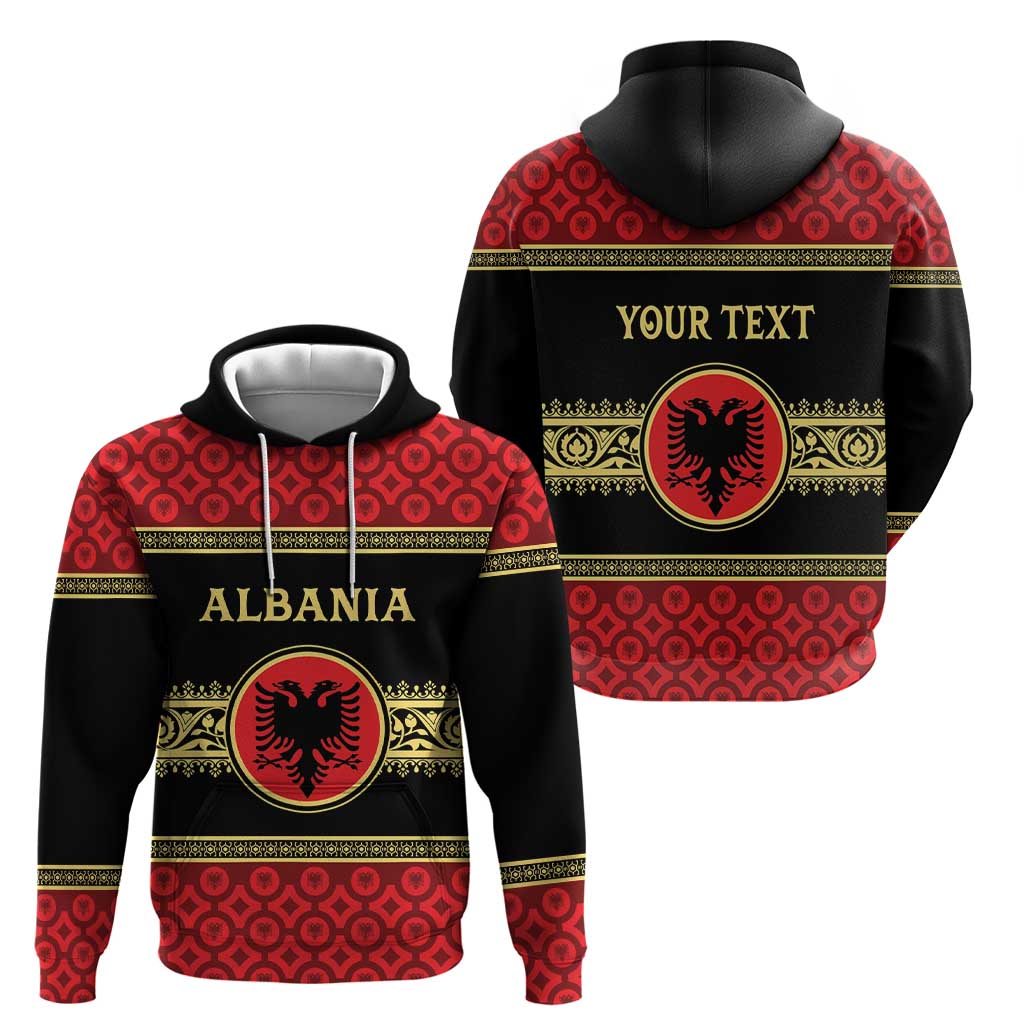 Personalized Albania Eagle Zip Hoodie Red and Black Heritage - Wonder Print Shop