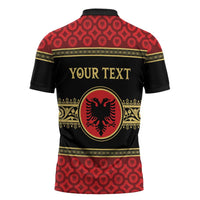 Personalized Albania Eagle Zipper Polo Shirt Red and Black Heritage - Wonder Print Shop