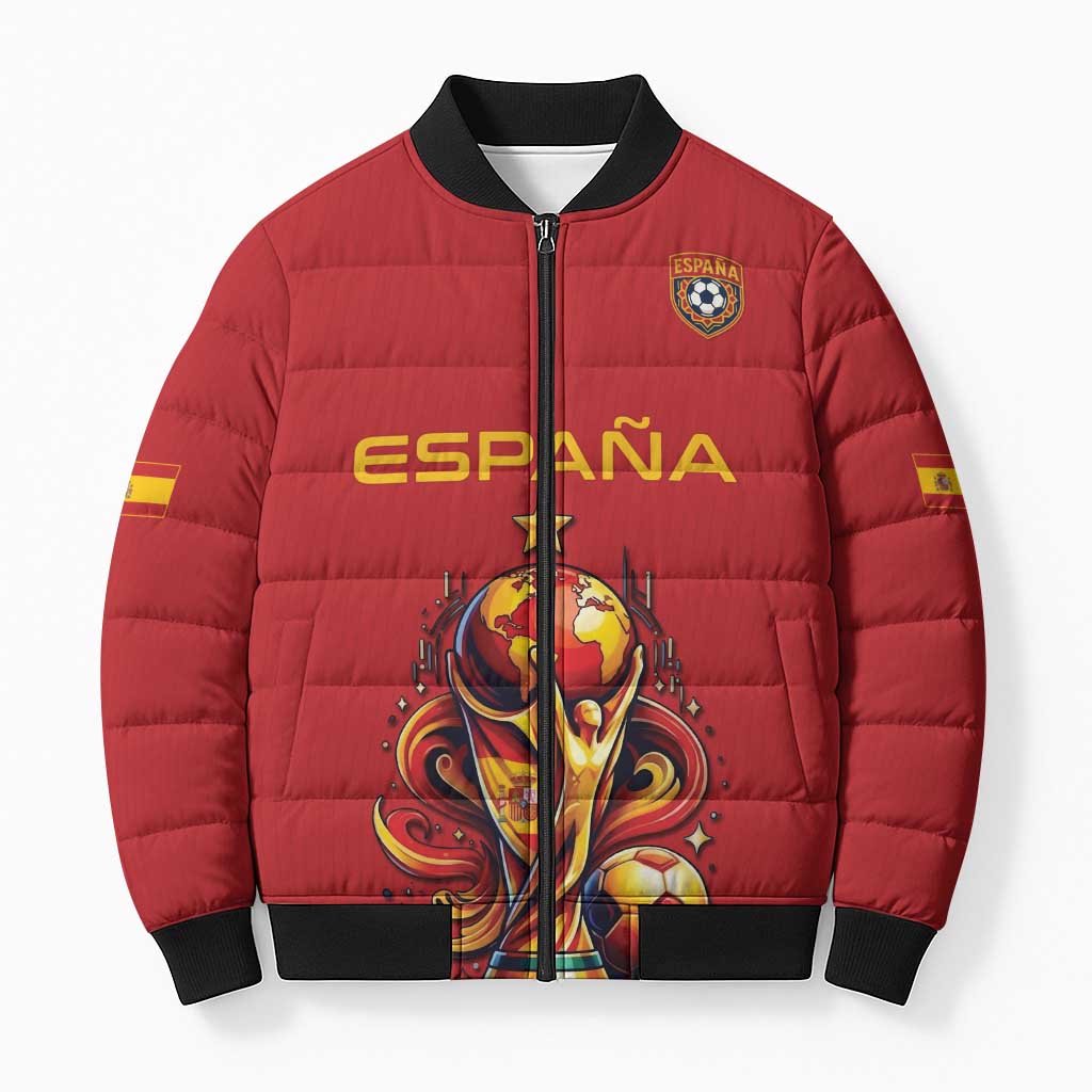 Custom World Football 2026 Spain Bomber Puffer Jacket Road To Champions Dream - Wonder Print Shop