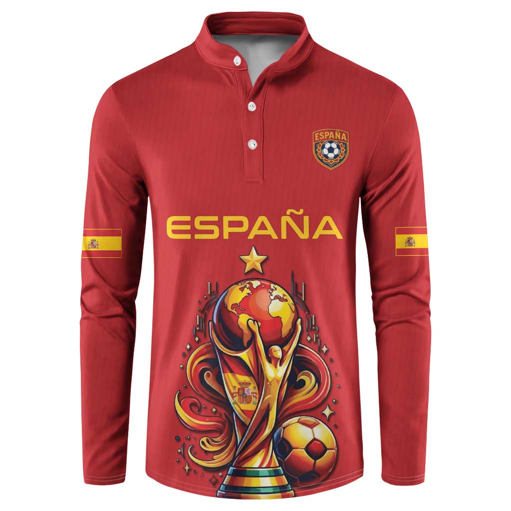 Custom World Football 2026 Spain Button Sweatshirt Road To Champions Dream - Wonder Print Shop