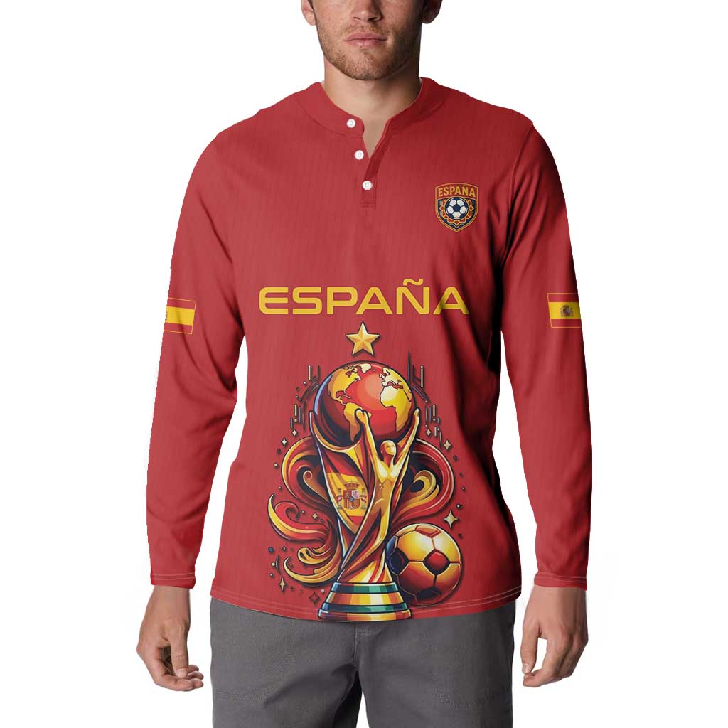 Custom World Football 2026 Spain Button Sweatshirt Road To Champions Dream - Wonder Print Shop