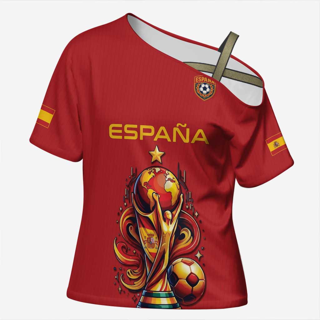 Custom World Football 2026 Spain Cross Shoulder Shirt Road To Champions Dream - Wonder Print Shop