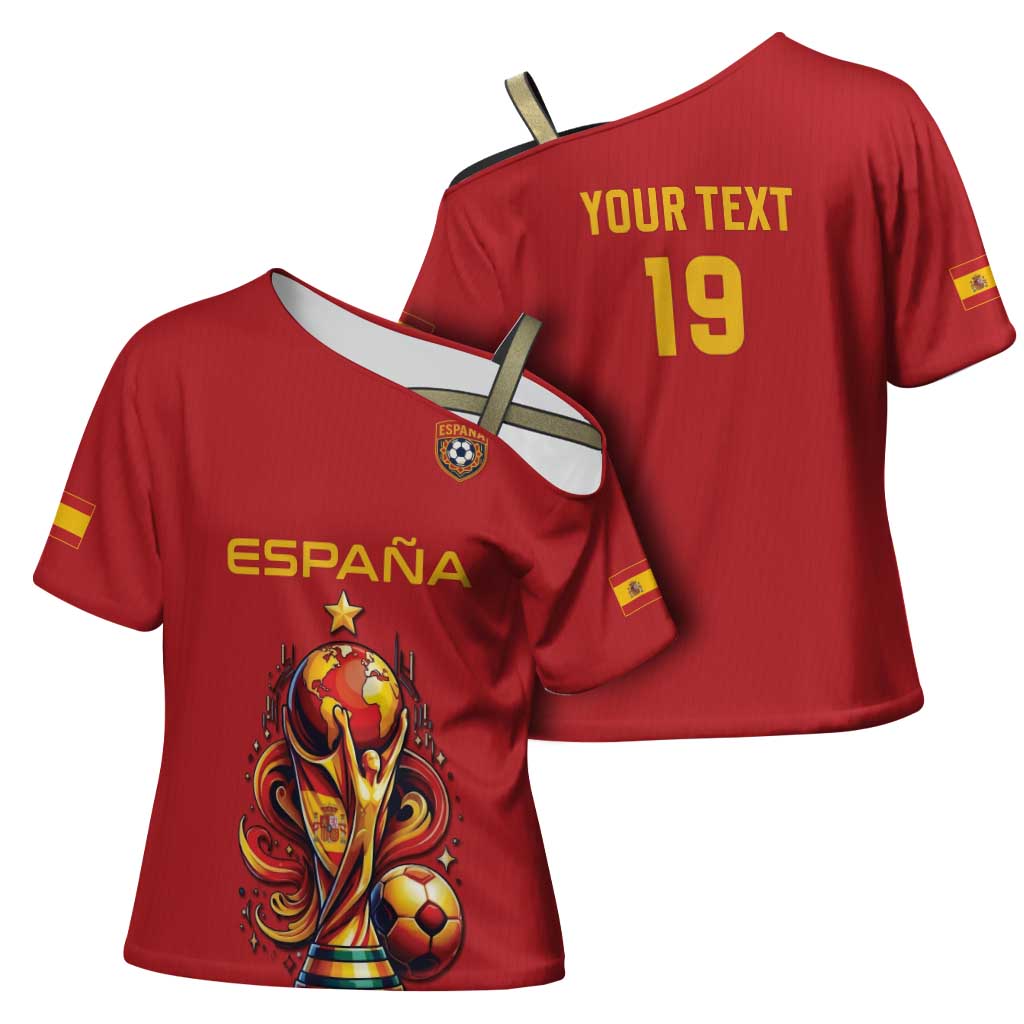 Custom World Football 2026 Spain Cross Shoulder Shirt Road To Champions Dream - Wonder Print Shop