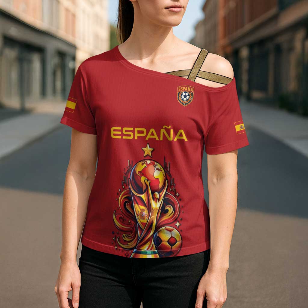 Custom World Football 2026 Spain Cross Shoulder Shirt Road To Champions Dream - Wonder Print Shop