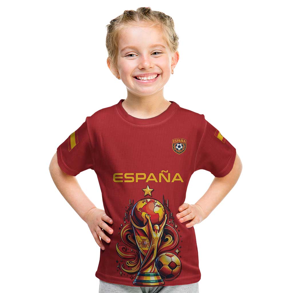 Custom World Football 2026 Spain Kid T Shirt Road To Champions Dream - Wonder Print Shop