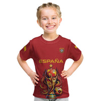 Custom World Football 2026 Spain Kid T Shirt Road To Champions Dream - Wonder Print Shop