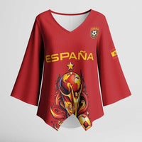 Custom World Football 2026 Spain Kimono Sleeve Blouse Road To Champions Dream - Wonder Print Shop