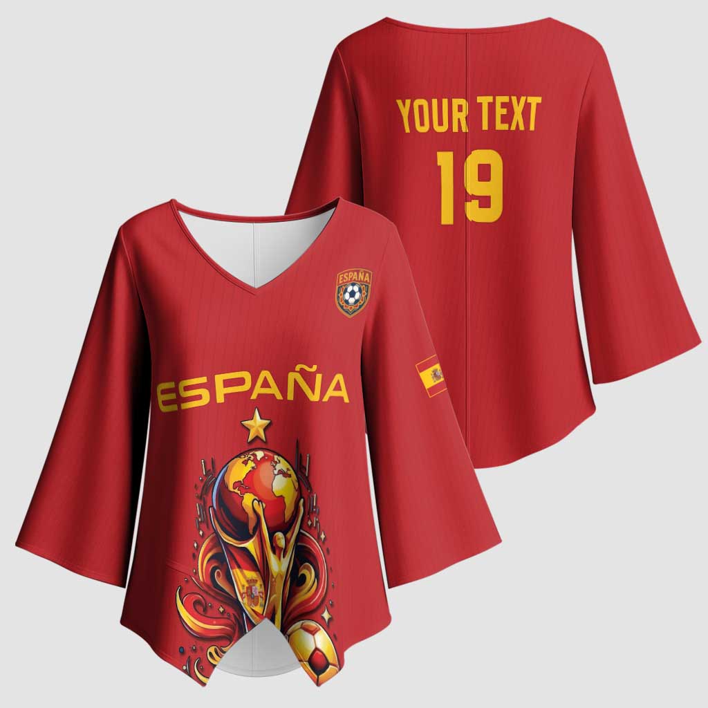 Custom World Football 2026 Spain Kimono Sleeve Blouse Road To Champions Dream - Wonder Print Shop