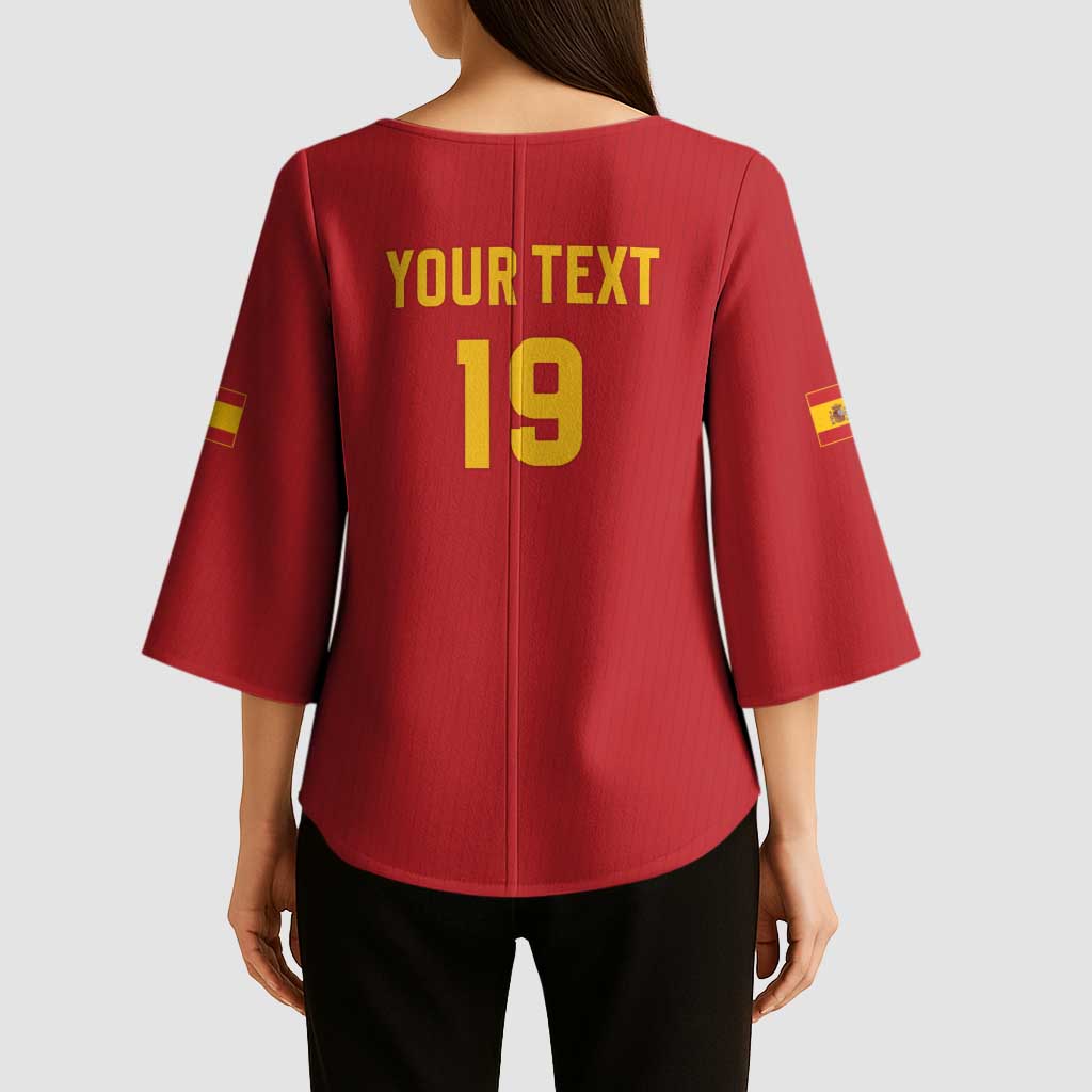 Custom World Football 2026 Spain Kimono Sleeve Blouse Road To Champions Dream - Wonder Print Shop