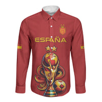 Custom World Football 2026 Spain Long Sleeve Button Shirt Road To Champions Dream LT19