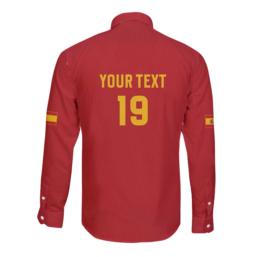 Custom World Football 2026 Spain Long Sleeve Button Shirt Road To Champions Dream - Wonder Print Shop