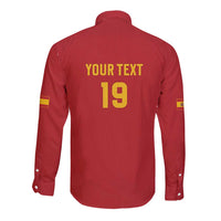 Custom World Football 2026 Spain Long Sleeve Button Shirt Road To Champions Dream - Wonder Print Shop