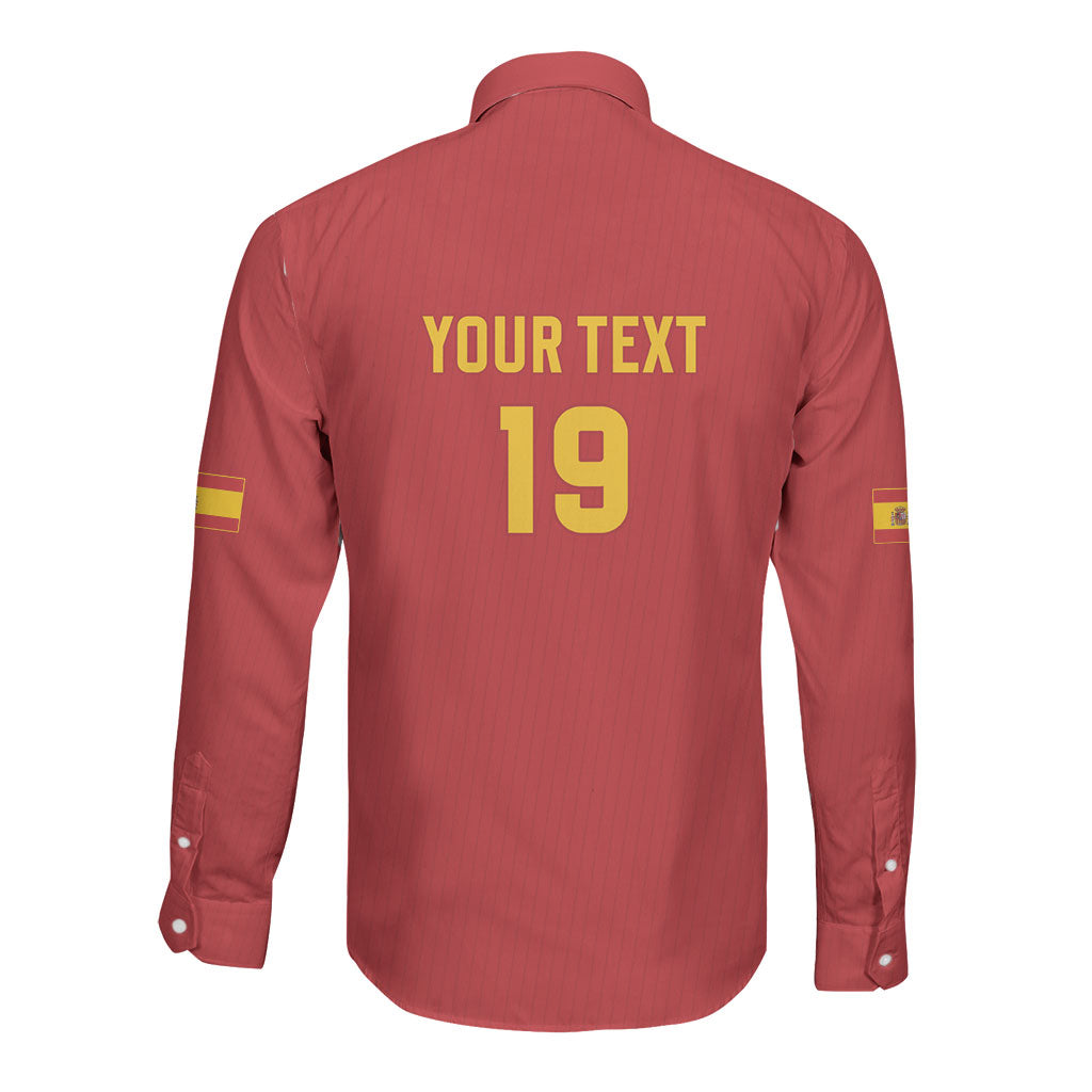 Custom World Football 2026 Spain Long Sleeve Button Shirt Road To Champions Dream LT19